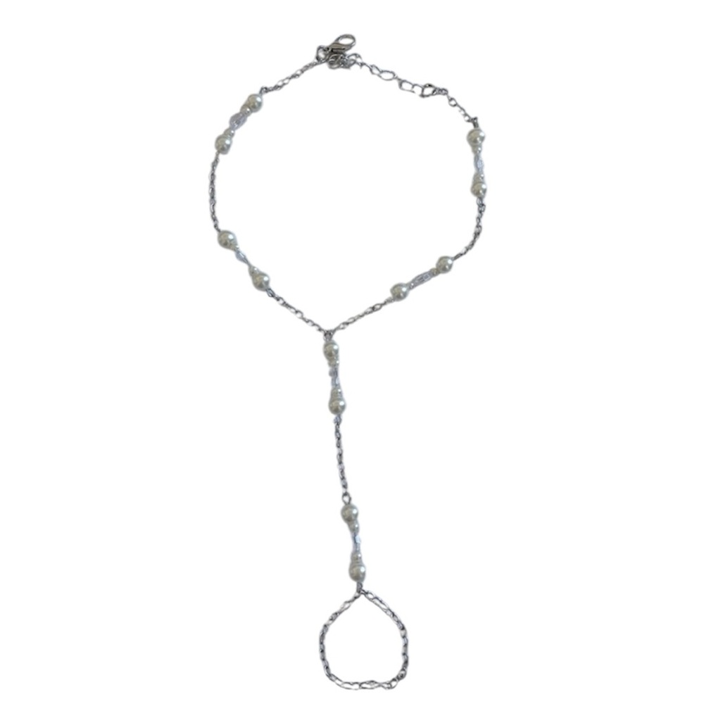 Ankle to toe Anklet Foot Beach Jewellery Silver Pearl Toe ring